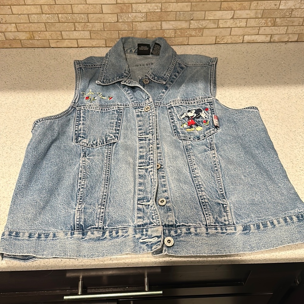 Vintage Mickey unlimited disney feelin fine jean jacket vest BU